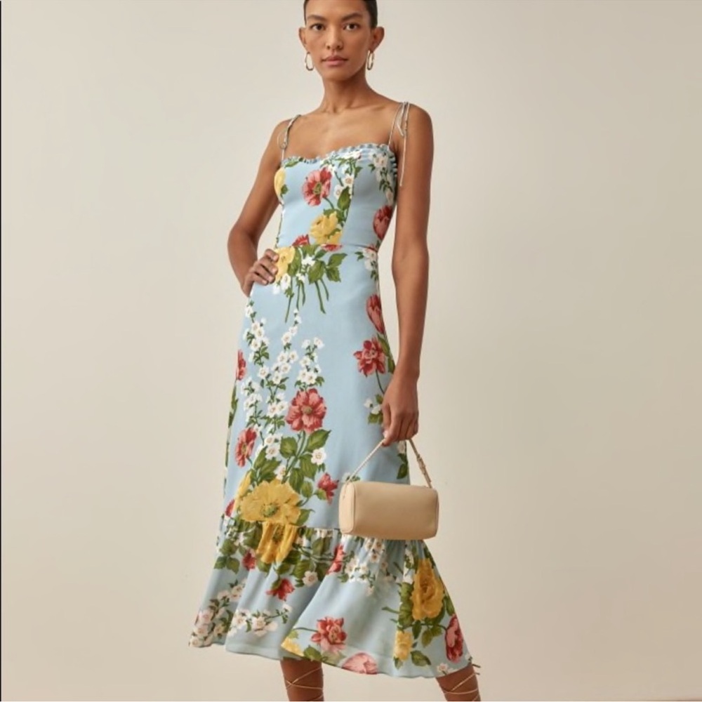 Reformation floral print Enya dress blue size 2